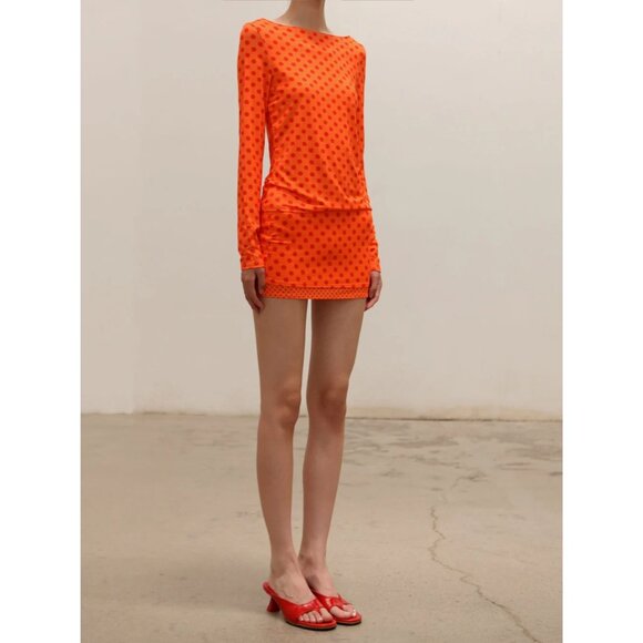 Miaou Amelia Top in Red Polka Dot Small New Womens Long Sleeve Tee - Picture 16 of 16